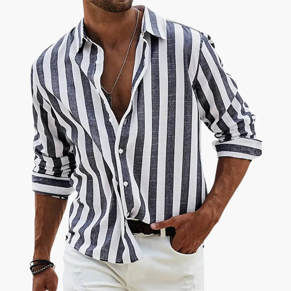 Men's Striped Cotton Shirt - Relaxed Fit Casual Wear