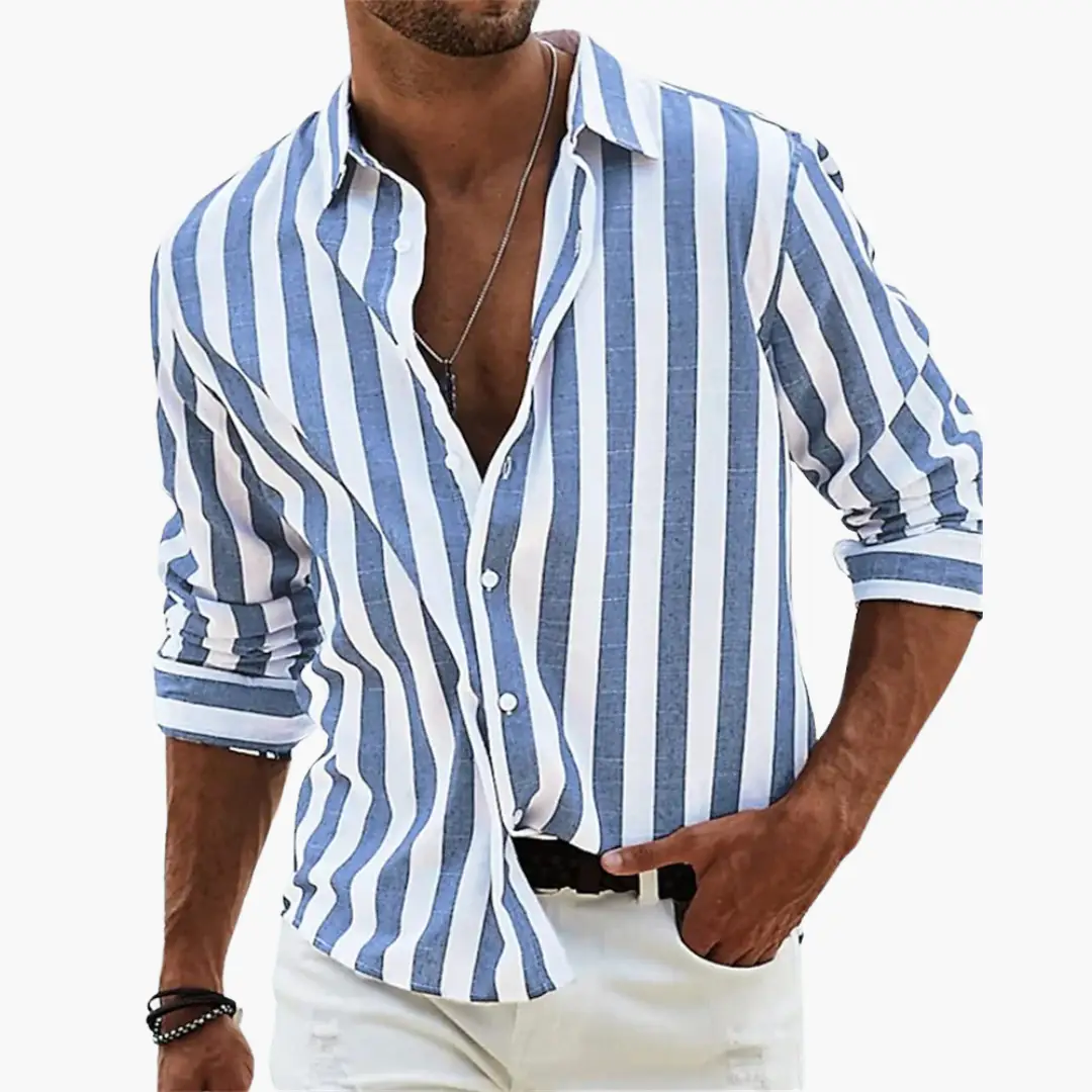 Men's Striped Cotton Shirt - Relaxed Fit Casual Wear