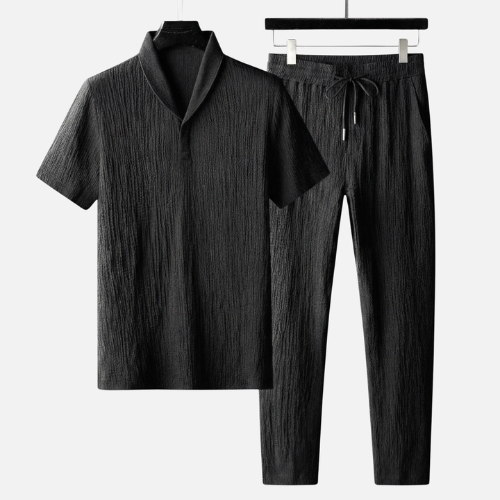 Men's Summer Linen Set with Drawstring Waist Pants