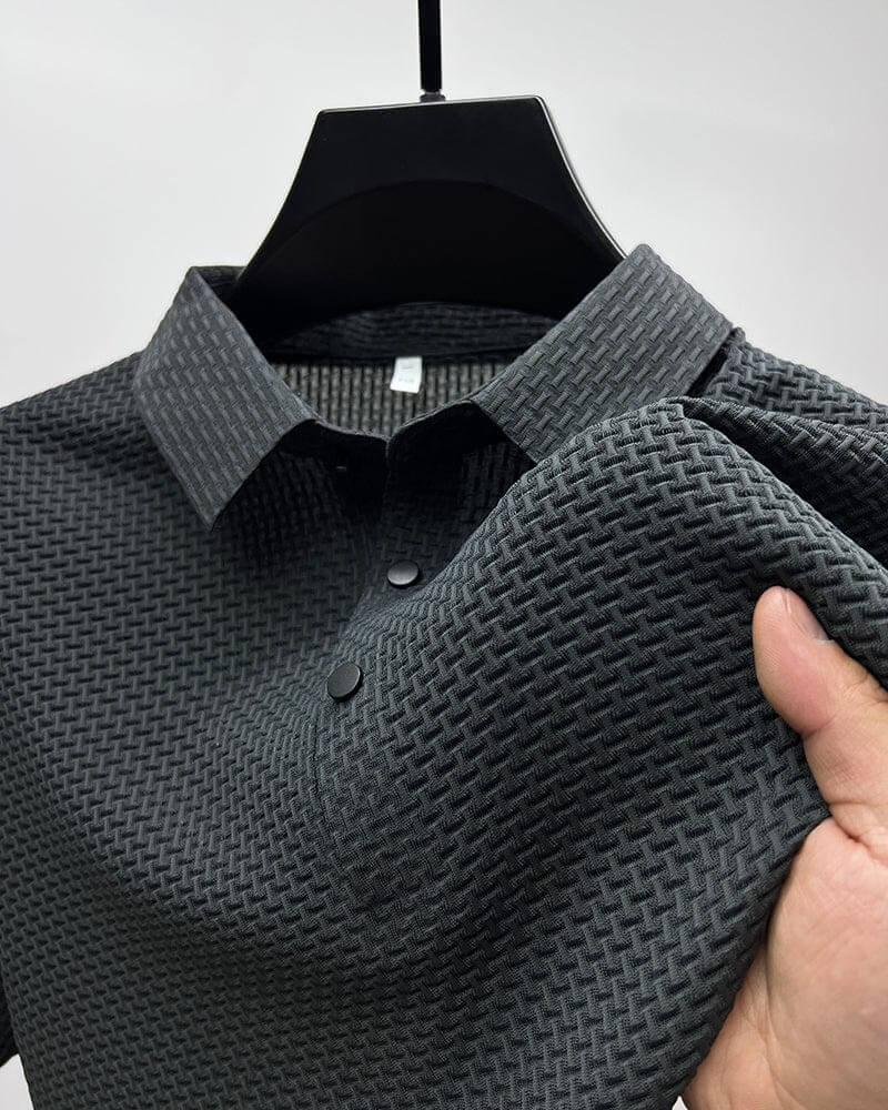 Men's Textured Knit Polo Shirt - Relaxed Fit Casual Wear