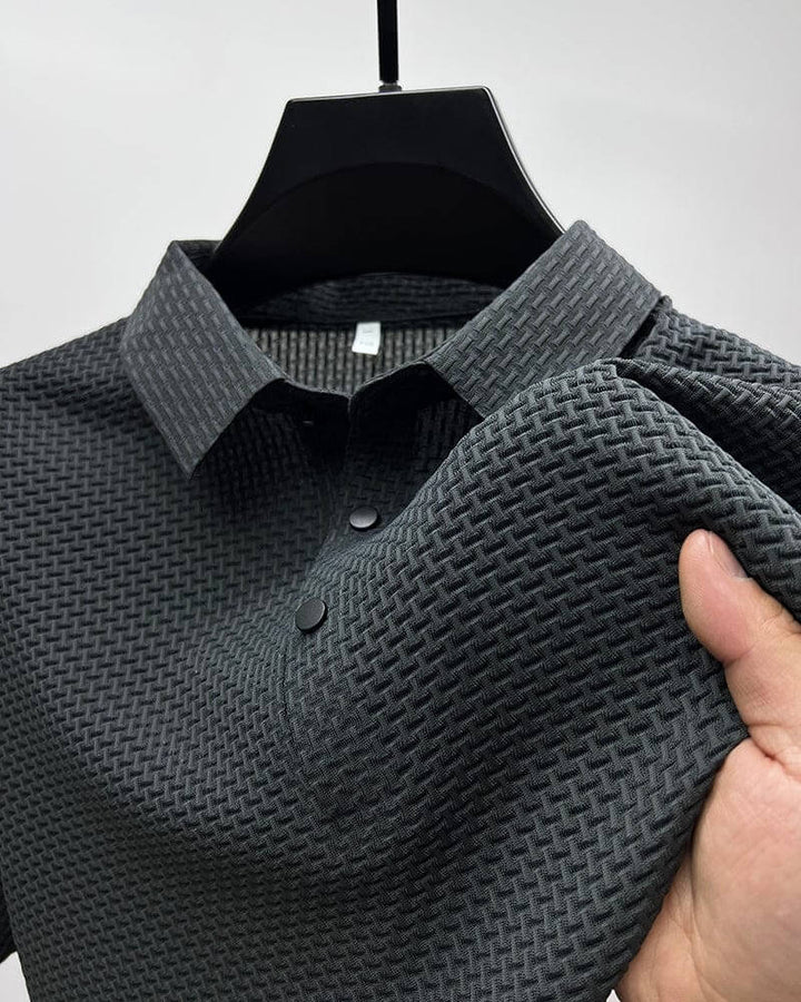 Men's Textured Knit Polo Shirt - Relaxed Fit Casual Wear