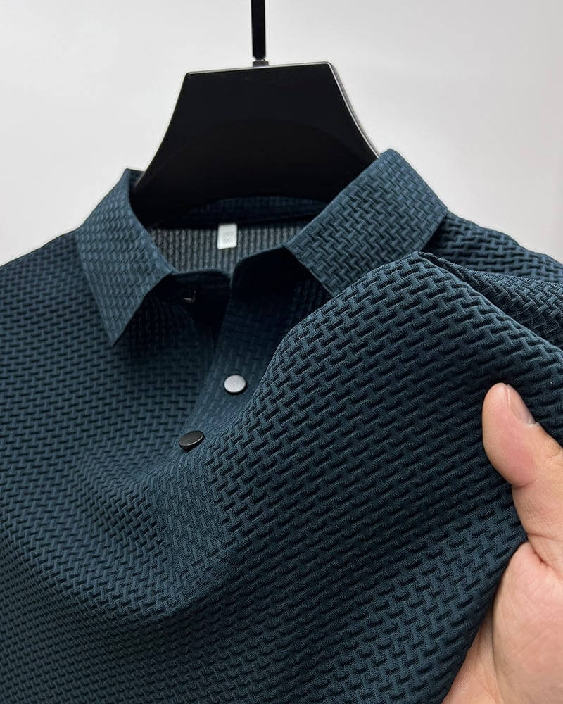 Men's Textured Knit Polo Shirt - Relaxed Fit Casual Wear