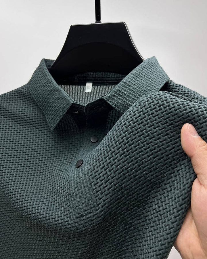 Men's Textured Knit Polo Shirt - Relaxed Fit Casual Wear