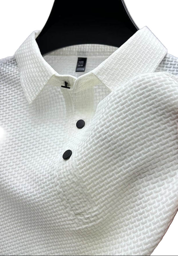 Men's Textured Knit Polo Shirt - Relaxed Fit Casual Wear