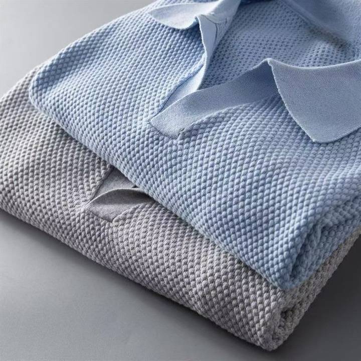 Men's Textured Knit V-Neck Polo with Spread Collar