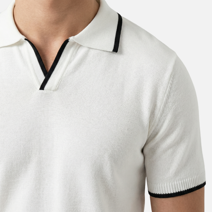 Men's V-Neck Placket Knit Polo Shirt