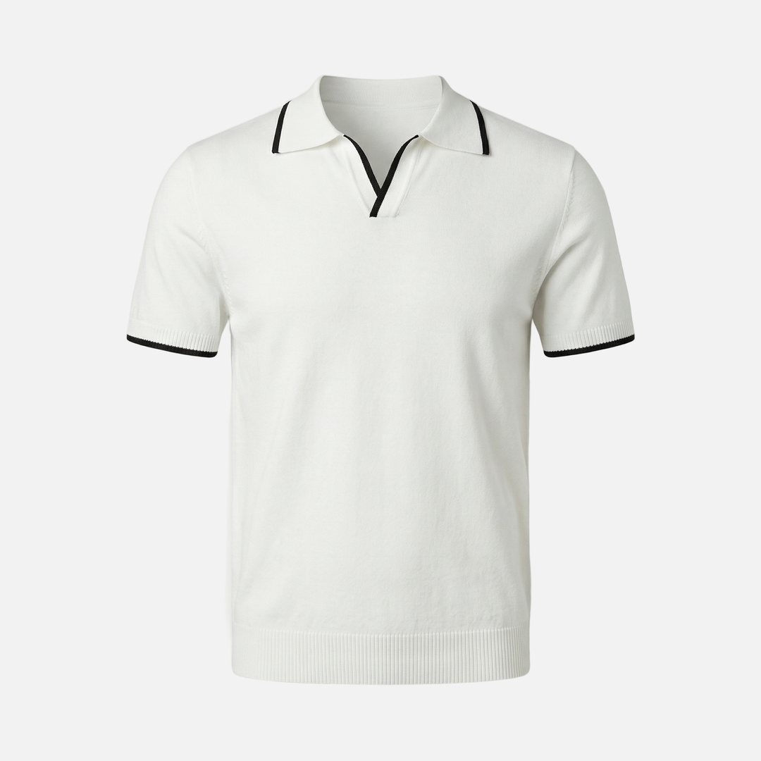 Men's V-Neck Placket Knit Polo Shirt