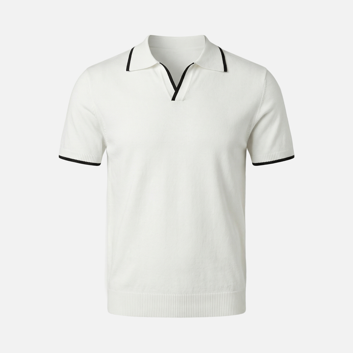 Men's V-Neck Placket Knit Polo Shirt