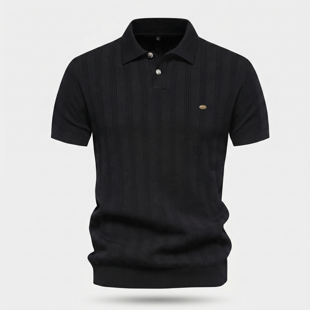 Men's Vertical Texture Knit Polo Shirt