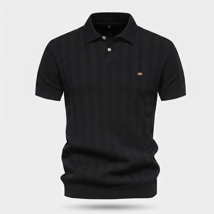 Men's Vertical Texture Knit Polo Shirt