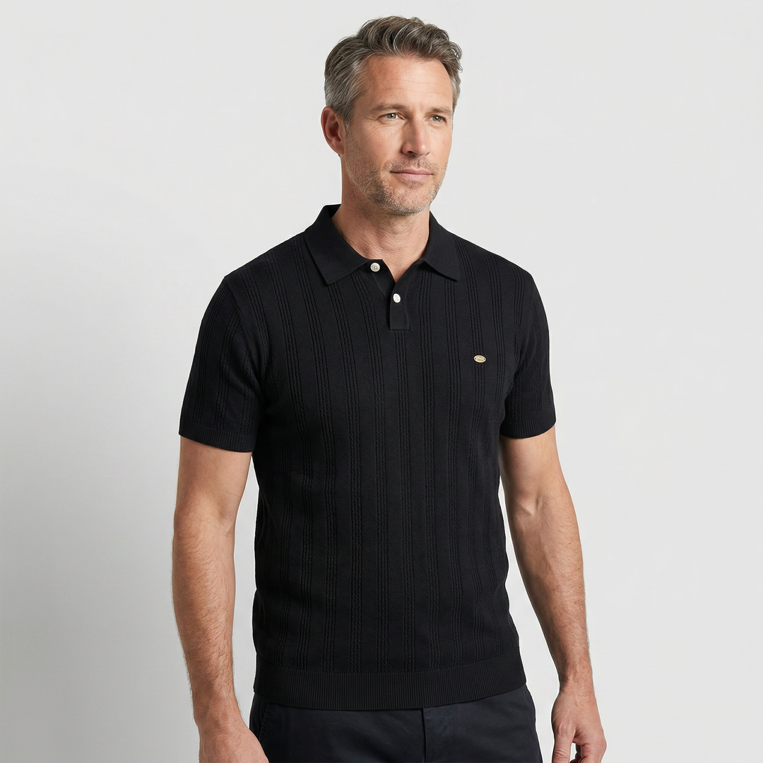 Men's Vertical Texture Knit Polo Shirt