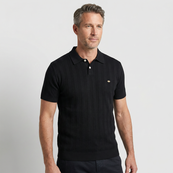 Men's Vertical Texture Knit Polo Shirt