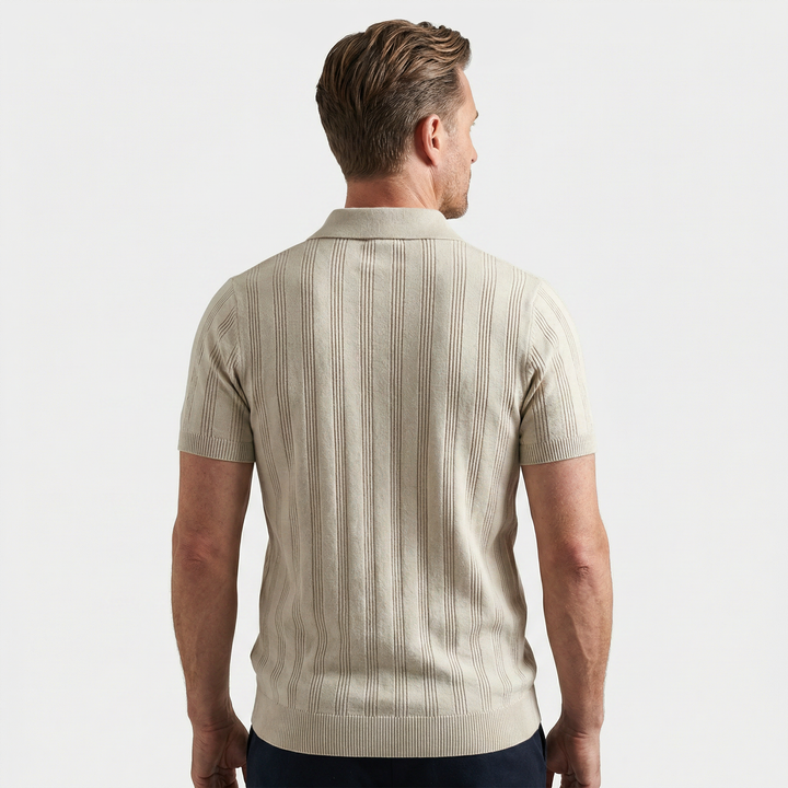 Men's Vertical Texture Knit Polo Shirt