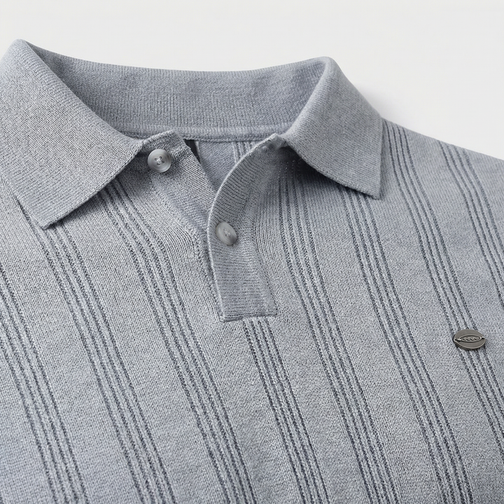 Men's Vertical Texture Knit Polo Shirt