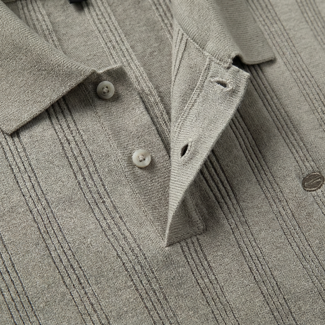 Men's Vertical Texture Knit Polo Shirt