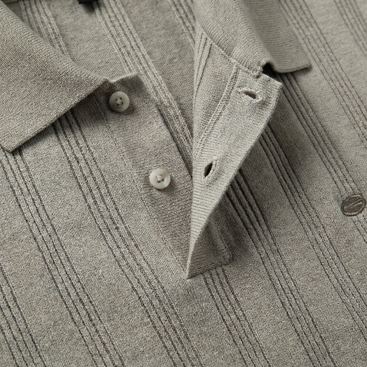 Men's Vertical Texture Knit Polo Shirt