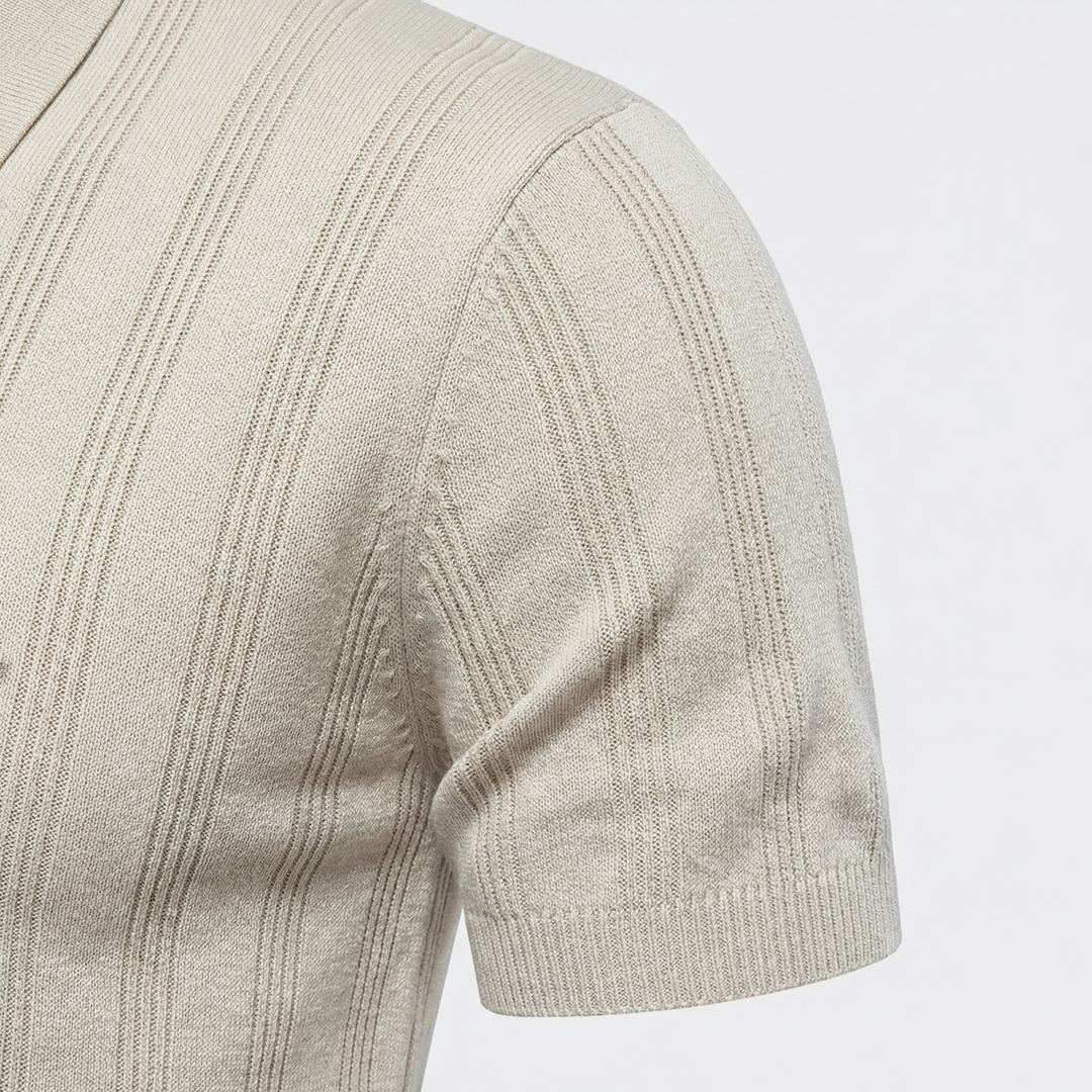 Men's Vertical Texture Knit Polo Shirt