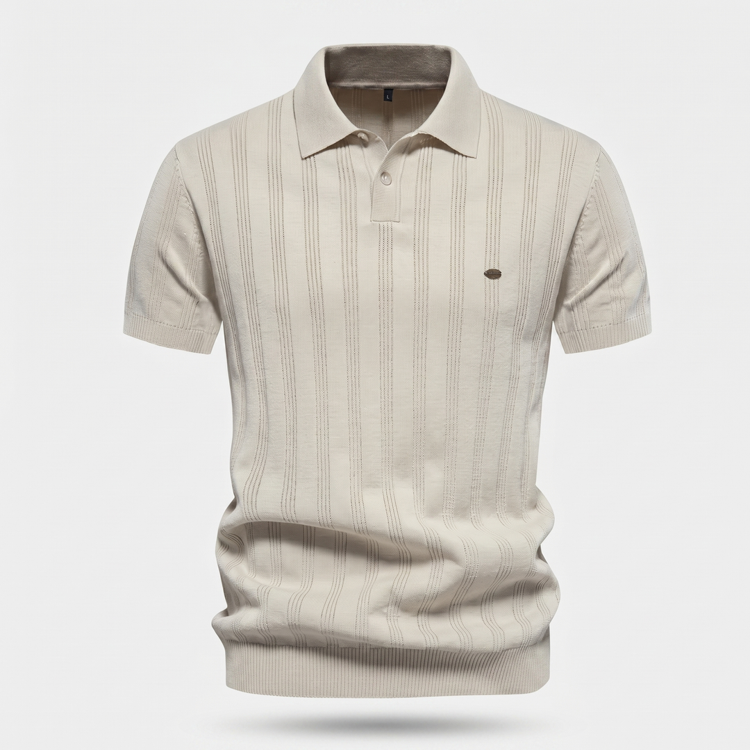 Men's Vertical Texture Knit Polo Shirt