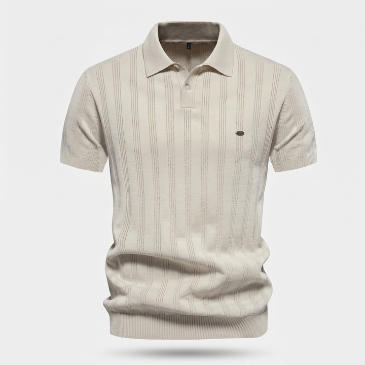 Men's Vertical Texture Knit Polo Shirt
