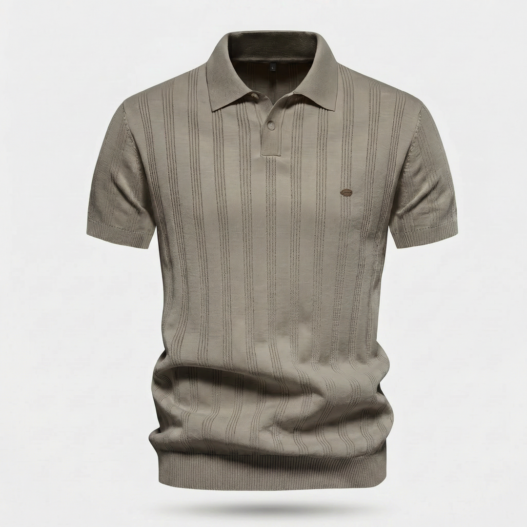 Men's Vertical Texture Knit Polo Shirt
