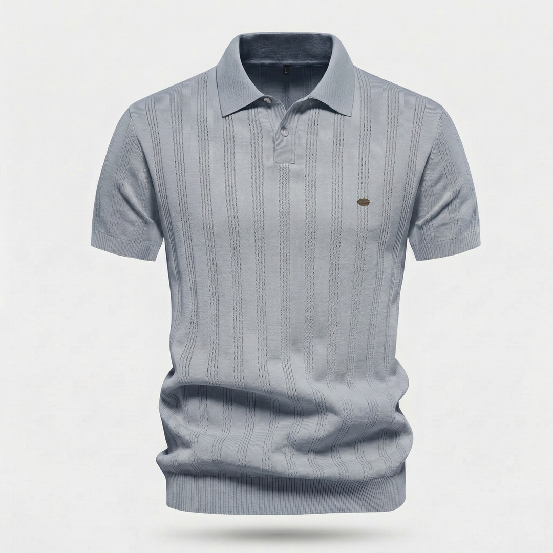 Men's Vertical Texture Knit Polo Shirt