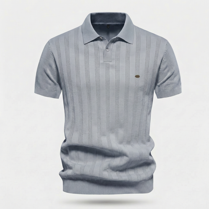 Men's Vertical Texture Knit Polo Shirt