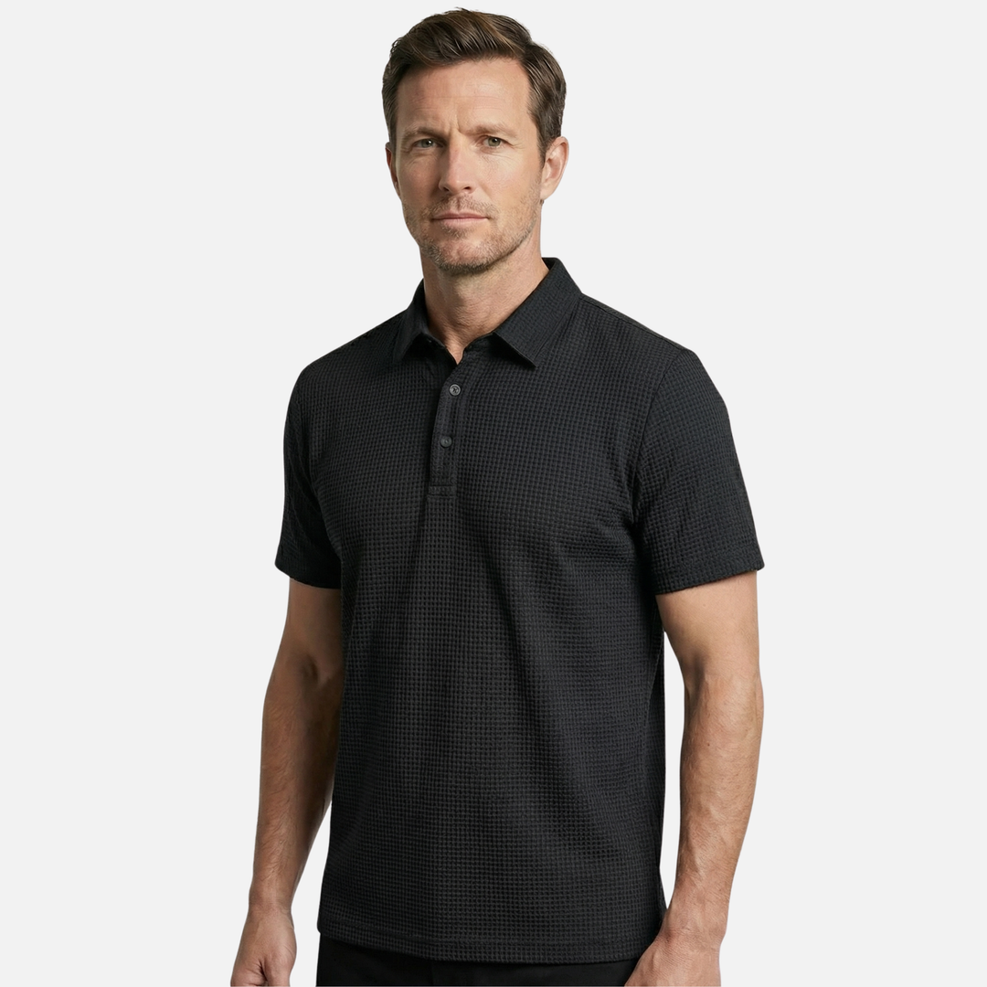 Men's Waffle Knit Polo Shirt