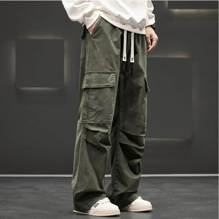 Men's Wide-Leg Cargo Pants - Relaxed Fit Streetwear