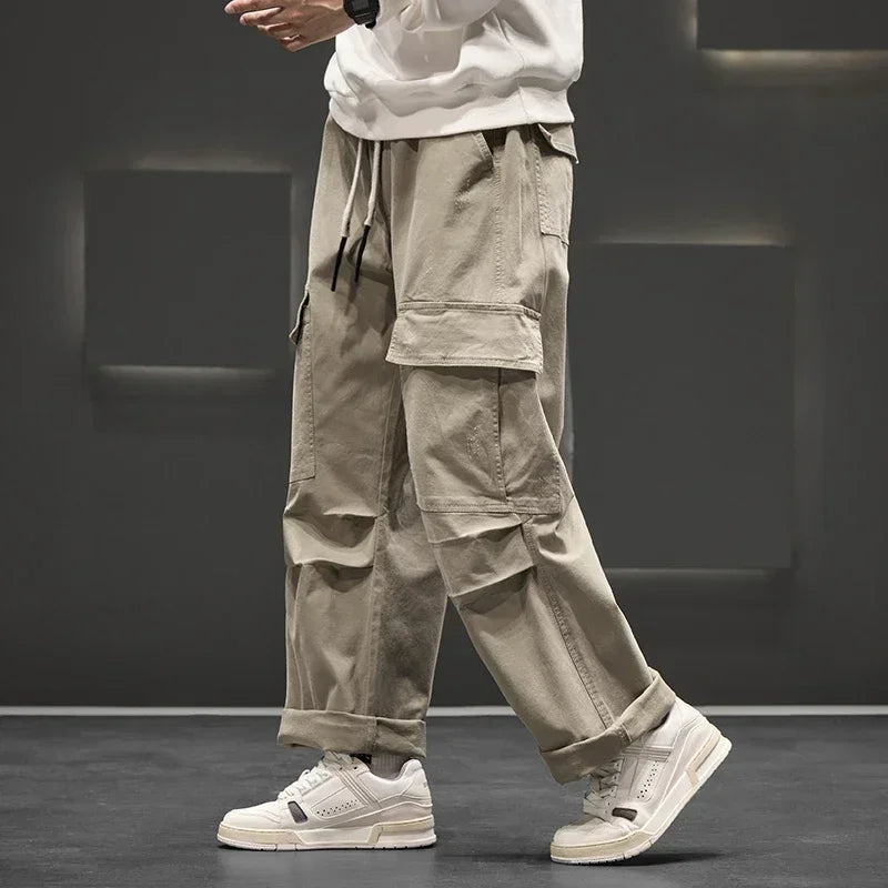 Men's Wide-Leg Cargo Pants - Relaxed Fit Streetwear