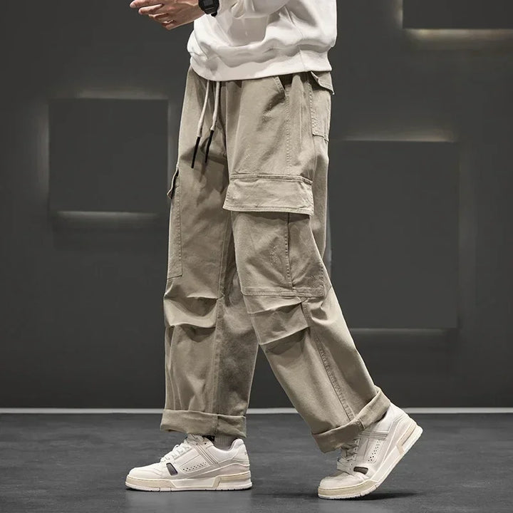 Men's Wide-Leg Cargo Pants - Relaxed Fit Streetwear