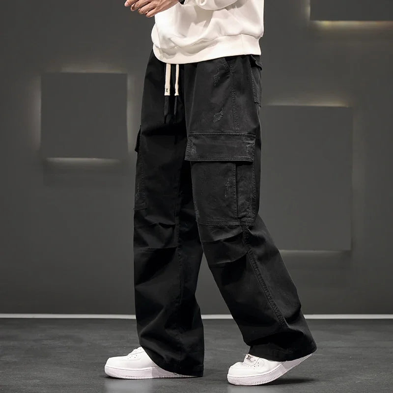 Men's Wide-Leg Cargo Pants - Relaxed Fit Streetwear