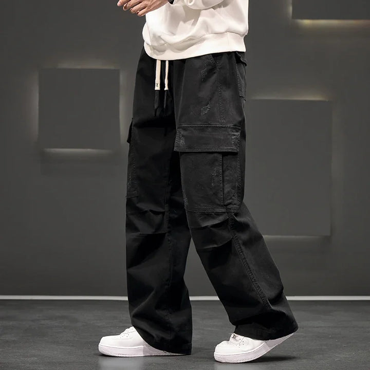 Men's Wide-Leg Cargo Pants - Relaxed Fit Streetwear
