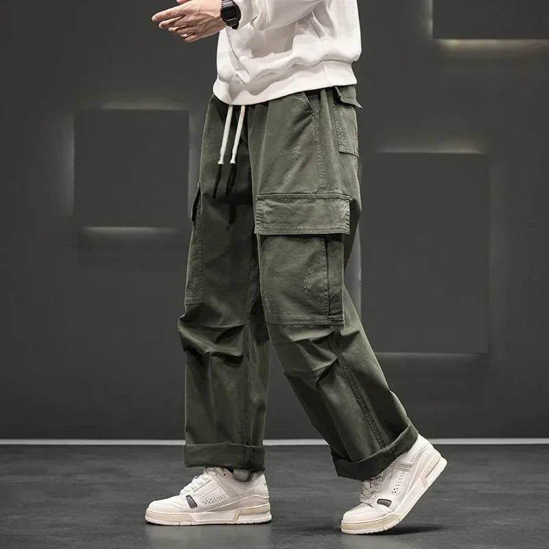 Men's Wide-Leg Cargo Pants - Relaxed Fit Streetwear