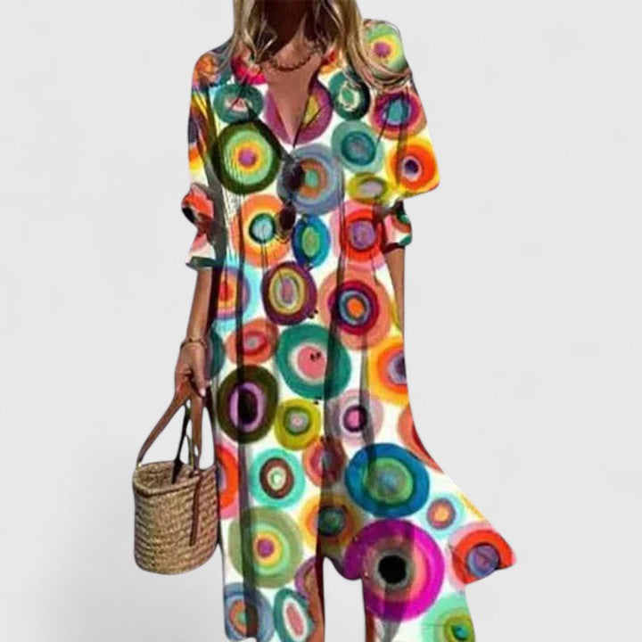 Women's Floral Midi Dress - Loose Fit Comfort