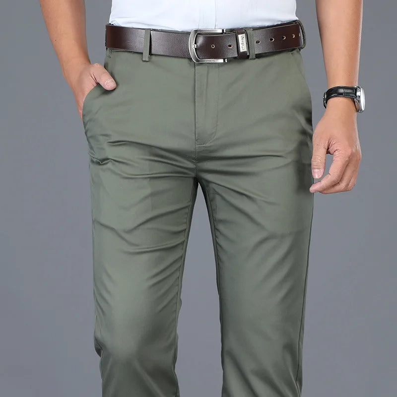 Men's Slim Fit Dress Pants - Straight Leg Trousers Business Casual