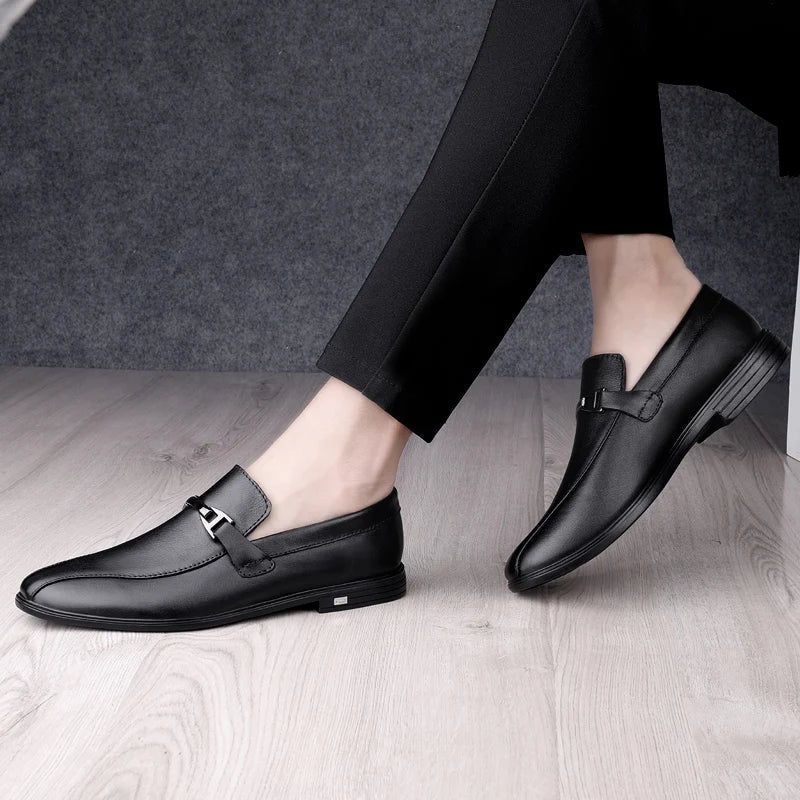 Men's Leather Dress Shoes - Cushioned Footbed