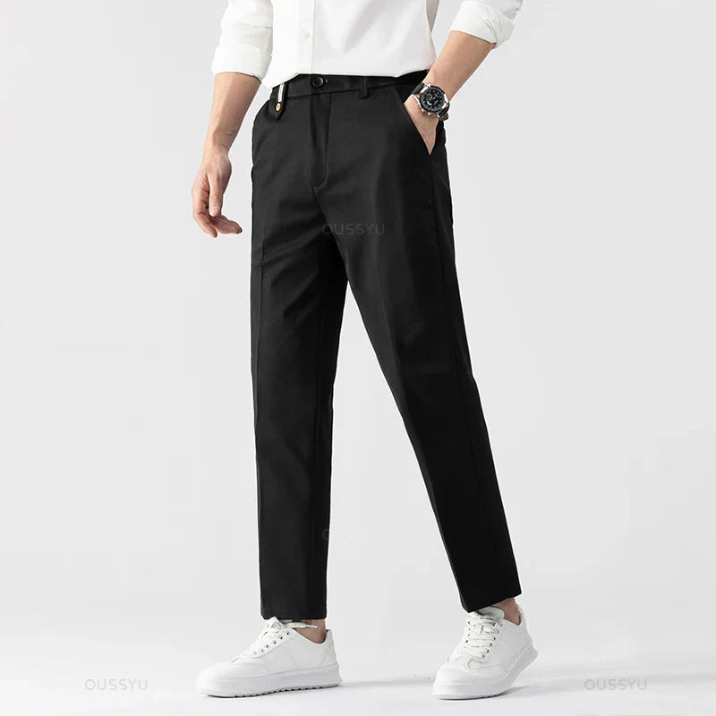 Men's Straight-Leg Cotton Pants - Business Casual