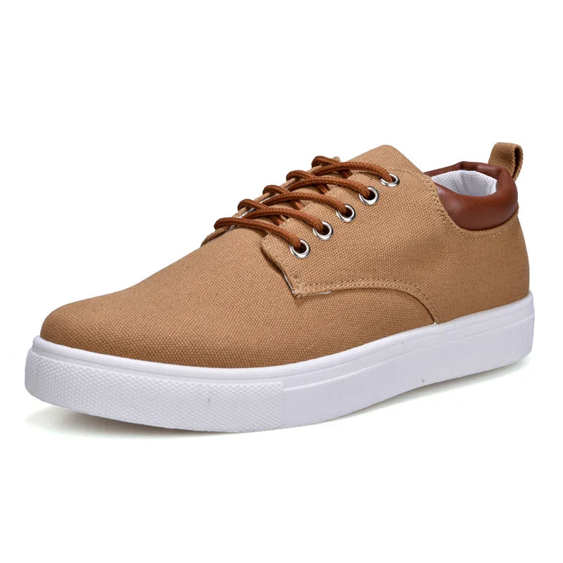 Men's Canvas and Leather Sneakers - Relaxed Fit Orthopedic