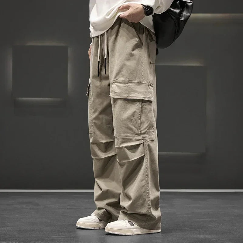 Men's Wide-Leg Cargo Pants - Relaxed Fit Streetwear