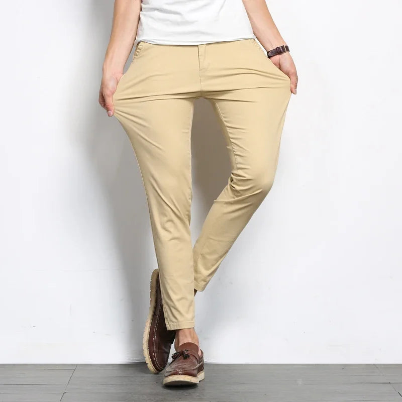 Men's Slim Fit Cotton Trousers - Business Casual