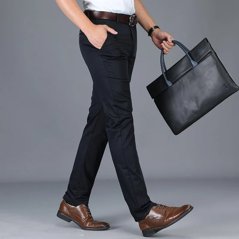 Men's Slim Fit Dress Pants - Straight Leg Trousers Business Casual