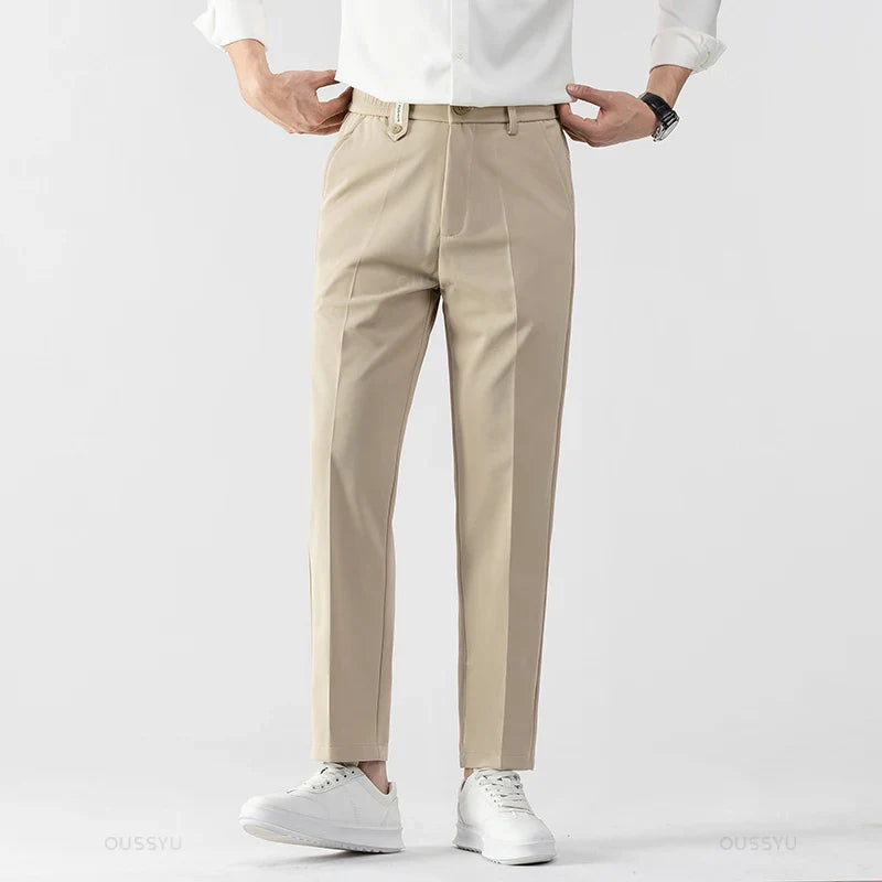 Men's Straight-Leg Cotton Pants - Business Casual