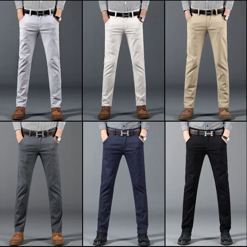 Men's Slim Fit Cotton Trousers - Business Casual