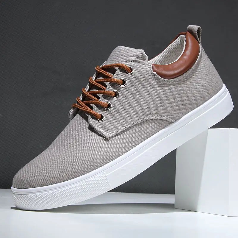 Men's Canvas and Leather Sneakers - Relaxed Fit Orthopedic