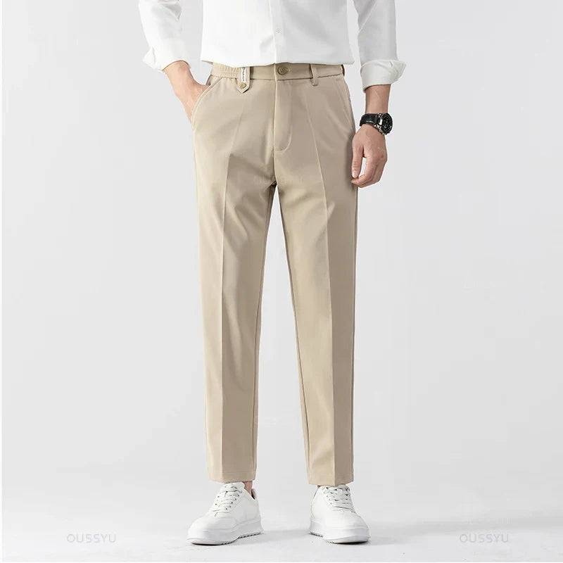 Men's Straight-Leg Cotton Pants - Business Casual