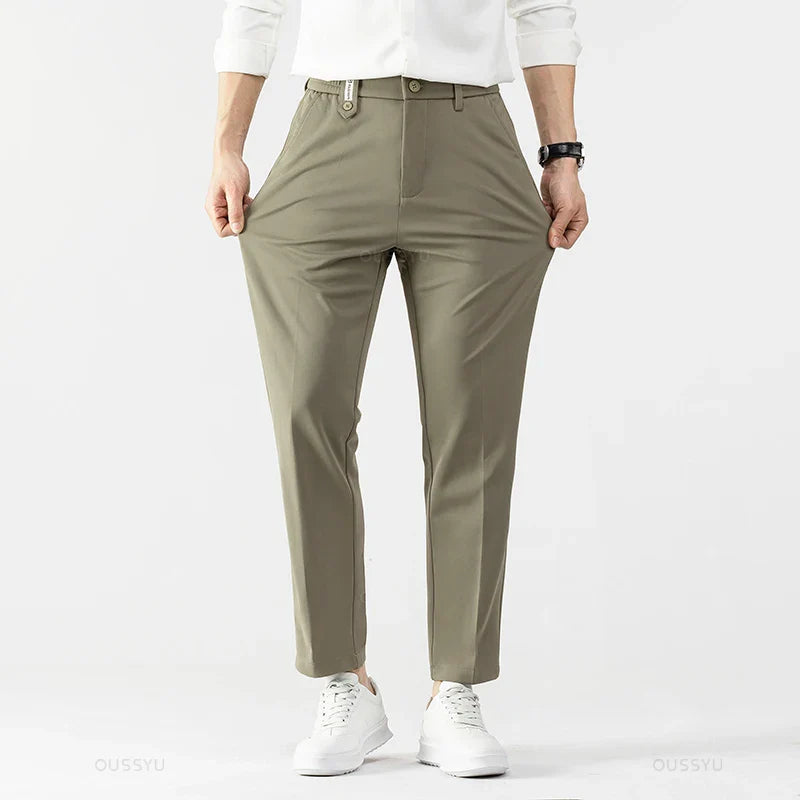 Men's Straight-Leg Cotton Pants - Business Casual