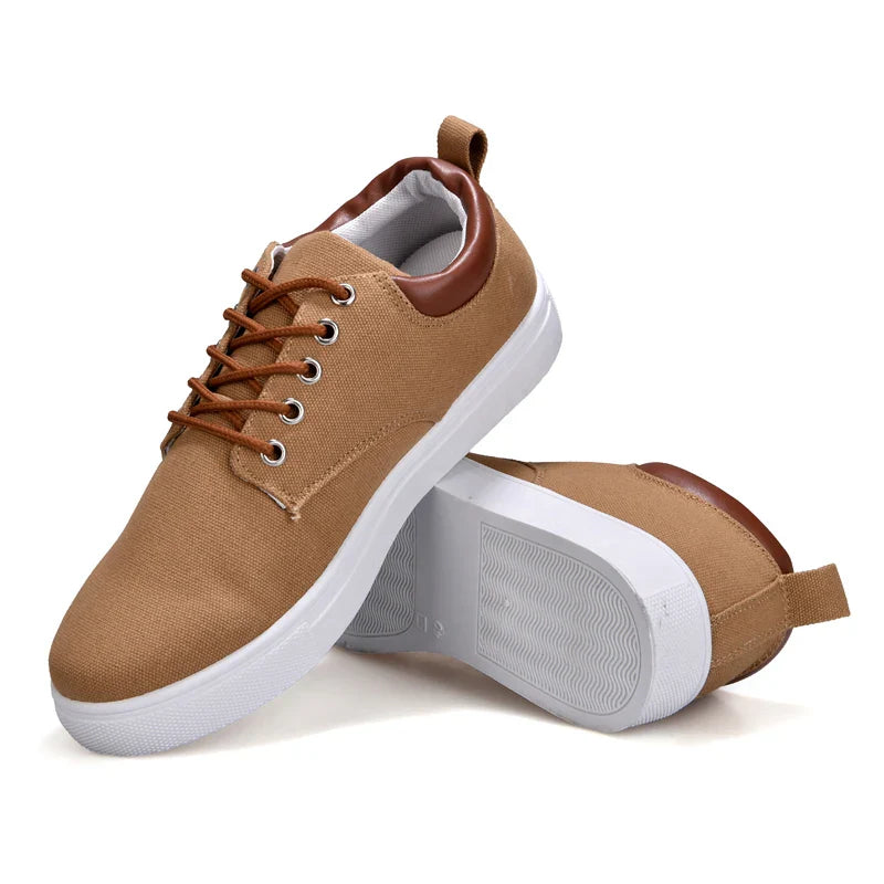 Men's Canvas and Leather Sneakers - Relaxed Fit Orthopedic