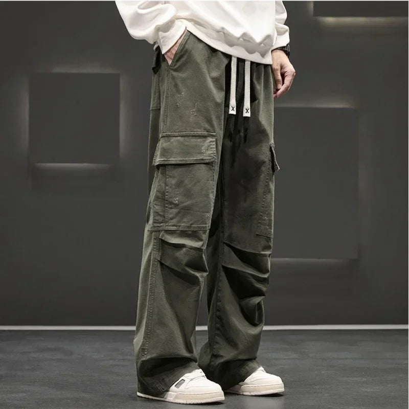 Men's Wide-Leg Cargo Pants - Relaxed Fit Streetwear