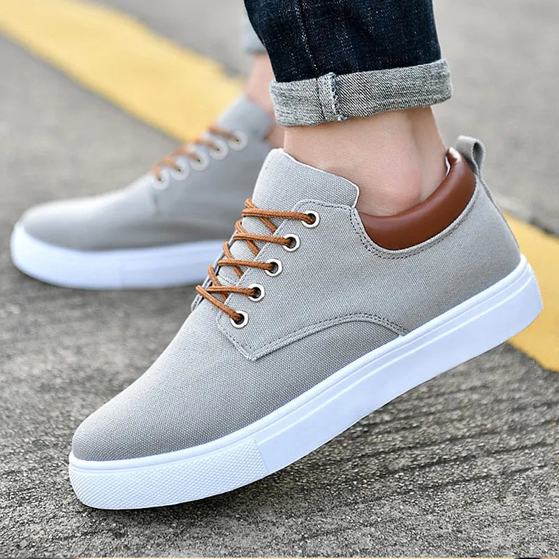 Men's Canvas and Leather Sneakers - Relaxed Fit Orthopedic