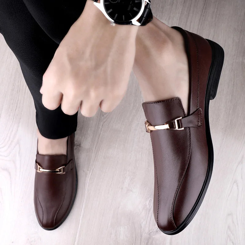 Men's Leather Dress Shoes - Cushioned Footbed